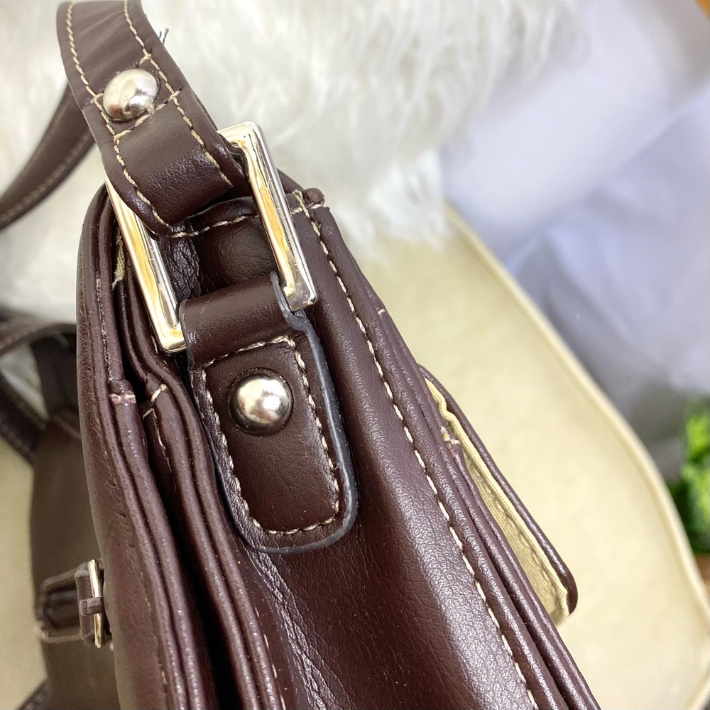Vintage First Issue Liz Claiborne Vegan Brown Leather Compact Shoulder HandBag - Picture 8 of 16